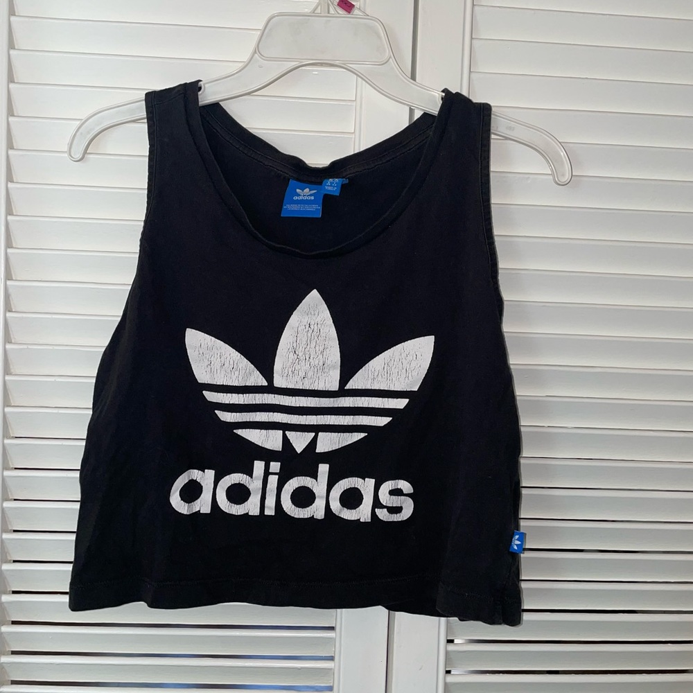 Black adidas cropped tank top